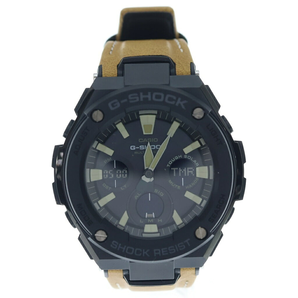 CASIO G-SHOCK(カシオ ジーショック) G-STEEL Gスチール 電波ソーラー アナデジ 腕時計 タフレザーバンド ブラック/ブラウン GST-W120L-1BJF
