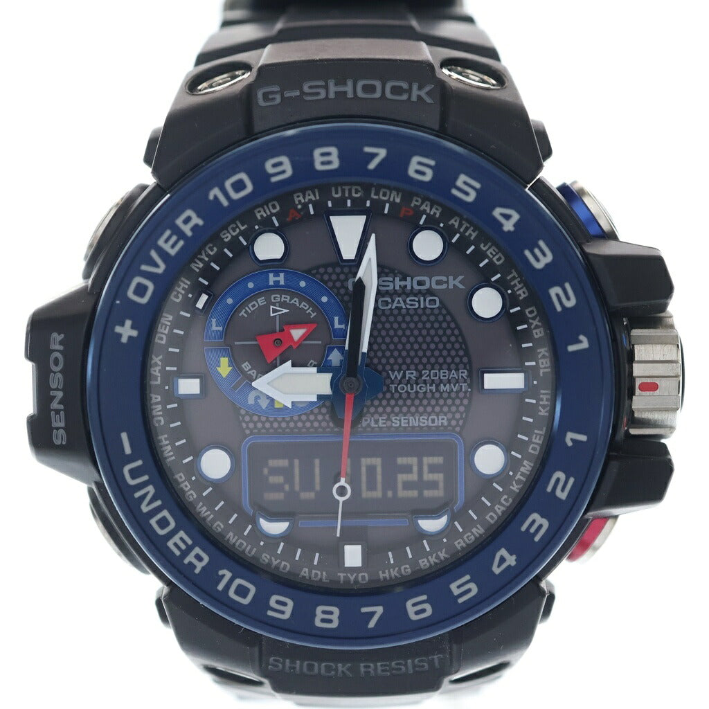 CASIO G-SHOCK(カシオ ジーショック) GULFMASTER ガルフマスター トリプルセンサー 電波ソーラー アナデジ 腕時計 ブラック/ブルー GWN-1000B-1AJF