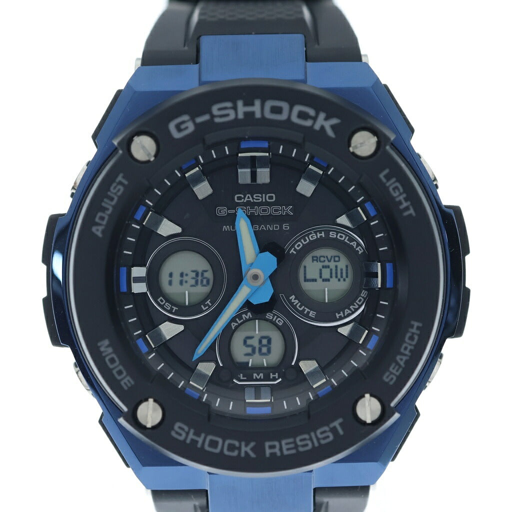 CASIO G-SHOCK(カシオ ジーショック) G-STEEL Gスチール 電波ソーラー アナデジ 腕時計 ブルー/ブラック GST-W300G-1A2JF