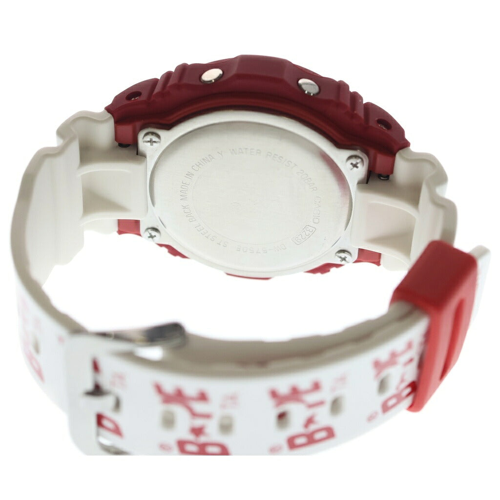 CASIO G-SHOCK(カシオ ジーショック) ×A BATHING APE デジタル 腕時計 ラバーベルトロゴ レッド/ホワイト DW-5750