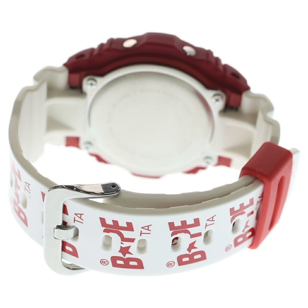 CASIO G-SHOCK(カシオ ジーショック) ×A BATHING APE デジタル 腕時計 ラバーベルトロゴ レッド/ホワイト DW-5750