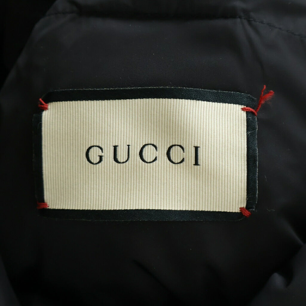 GUCCI(グッチ) GGジャガード ダウンジャケット フード付き フロントワッペン ナイロン ブラック 495713 Z705C
