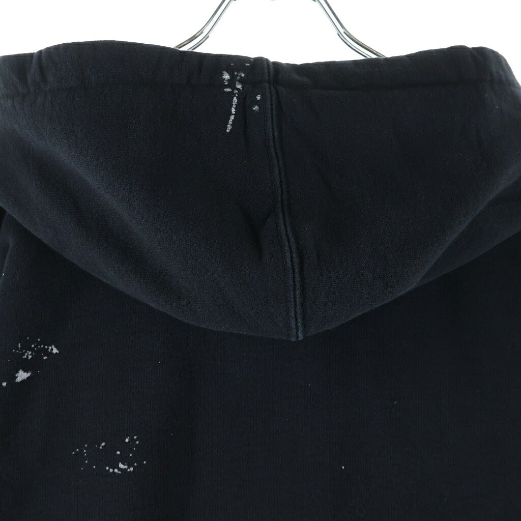 SUPREME(シュプリーム) 26SS×MM6 Maison Margiela Box Logo Zip Up Hooded Sweatshirt メゾンマルジェラ ペイント加工 ジップアップスウェットパーカー フーディー ブラック SH0GU0053 M25042