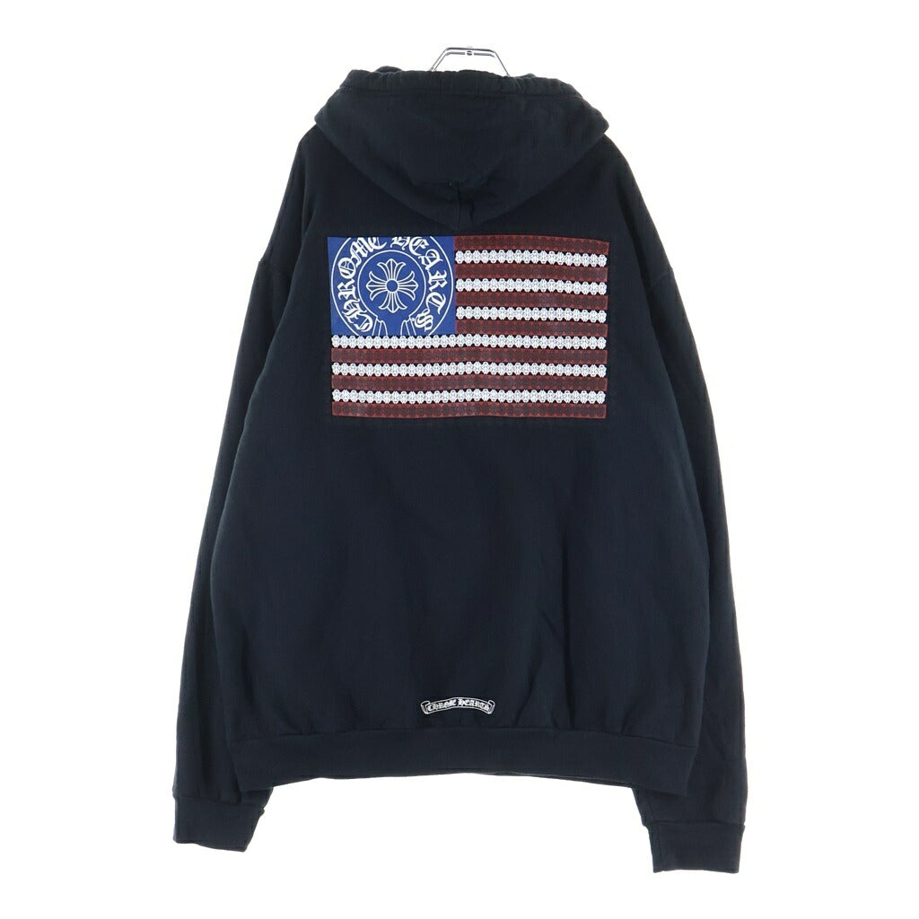 CHROME HEARTS(クロムハーツ) AMERICAN FLAG HOODED SWEAT アメリカンフラッグ プルオーバー パーカー ブラック