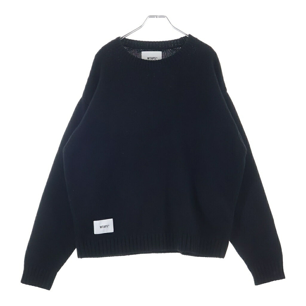 WTAPS(ダブルタップス) 24AW WTAPS SIGN SWEATER 天竺編み クルーネックニット セーター ブラック 242MADT-KNM04