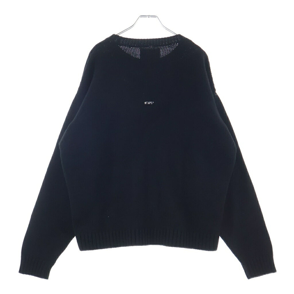 WTAPS(ダブルタップス) 24AW WTAPS SIGN SWEATER 天竺編み クルーネックニット セーター ブラック 242MADT-KNM04