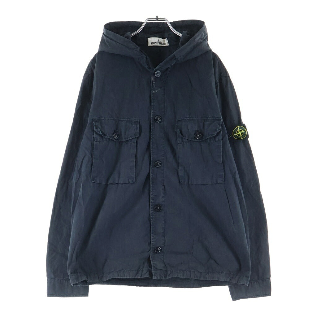 STONE ISLAND(ストーンアイランド) GARMENT DYED COTTON NYLON HOODED SHIRT BLOUSON ガーメントダイ ナイロン フード付き 長袖シャツ チャコールグレー 721512408