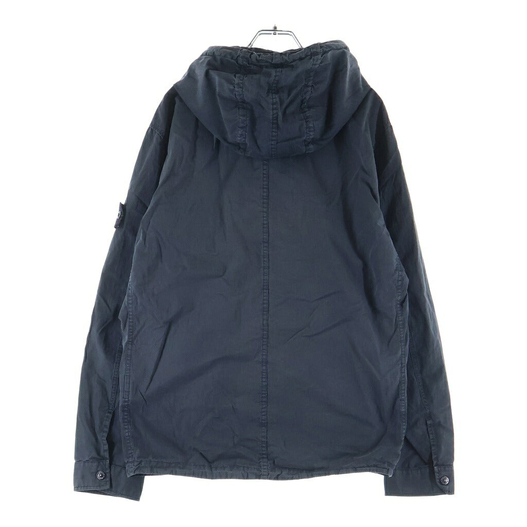 STONE ISLAND(ストーンアイランド) GARMENT DYED COTTON NYLON HOODED SHIRT BLOUSON ガーメントダイ ナイロン フード付き 長袖シャツ チャコールグレー 721512408