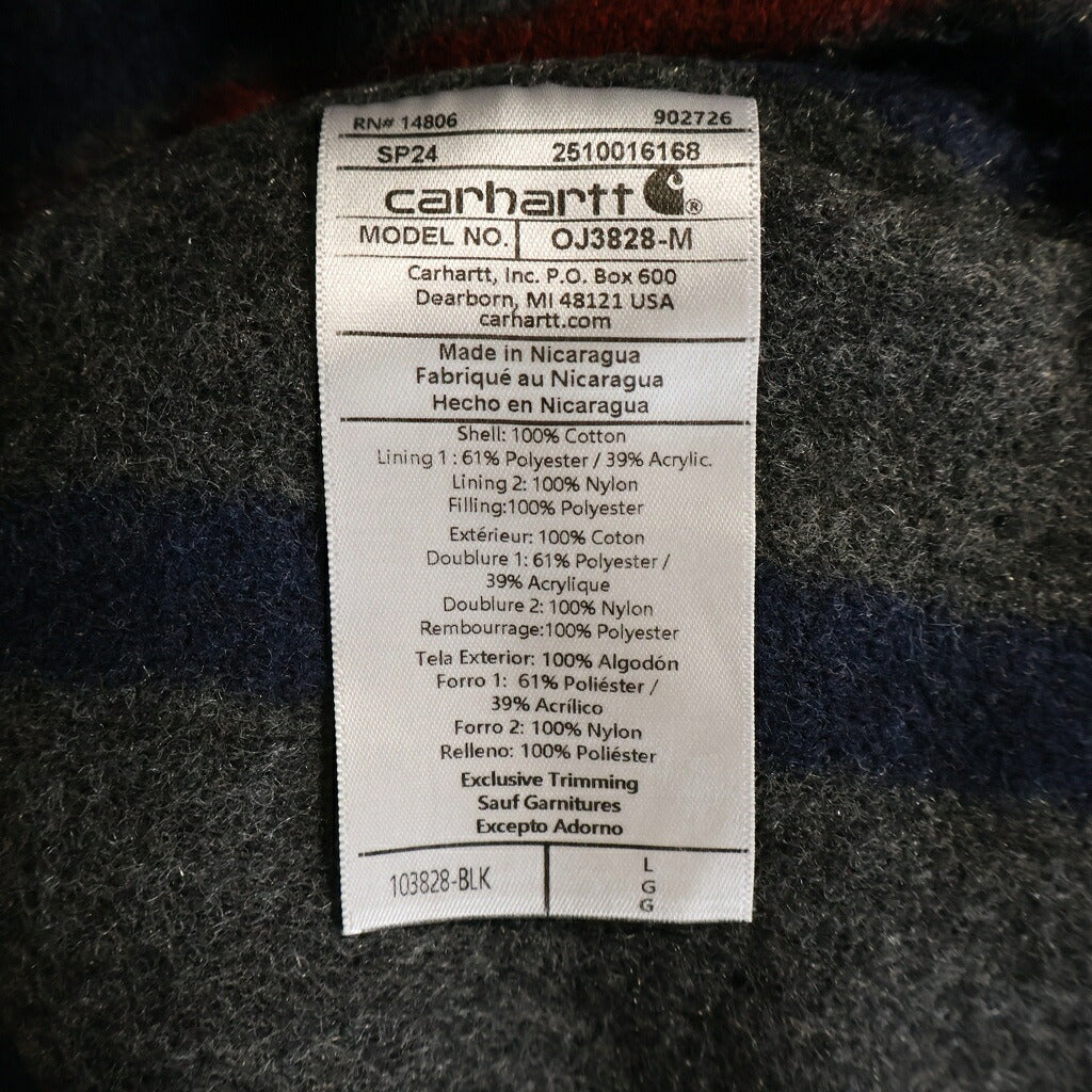 CARHARTT(カーハート) RELAXED FIT DUCK BLANKET-LINED DETROIT JACKET リラックスドフィット ダック 裏地ブランケット デトロイトジャケット ブラック 0J3828-M