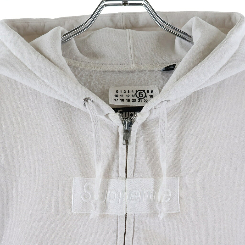 SUPREME(シュプリーム) 26SS ×MM6 Box Logo Zip Up Hooded Sweatshirt ボックスロゴ ジップアップフーデッドスウェットシャツ パーカー ホワイト