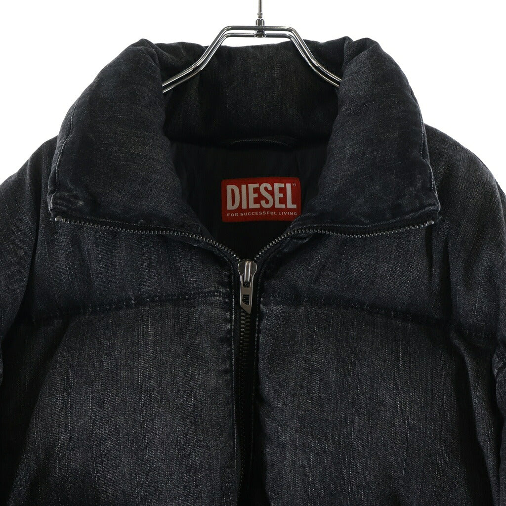 DIESEL(ディーゼル) 24AW Faded Denim Puffer Jacket フェイデッド デニム パファー ジャケット 中綿ジャケット ブラック A16077