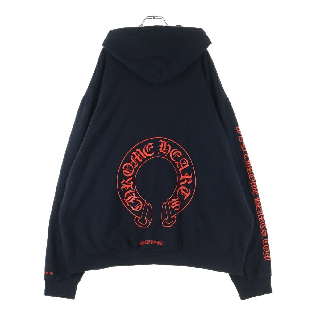 CHROME HEARTS(クロムハーツ) WWW.CHROMEHEARTS.COM HOODIE オンライン限定ホースシューバックプリント プルオーバーパーカー ブラック/レッド