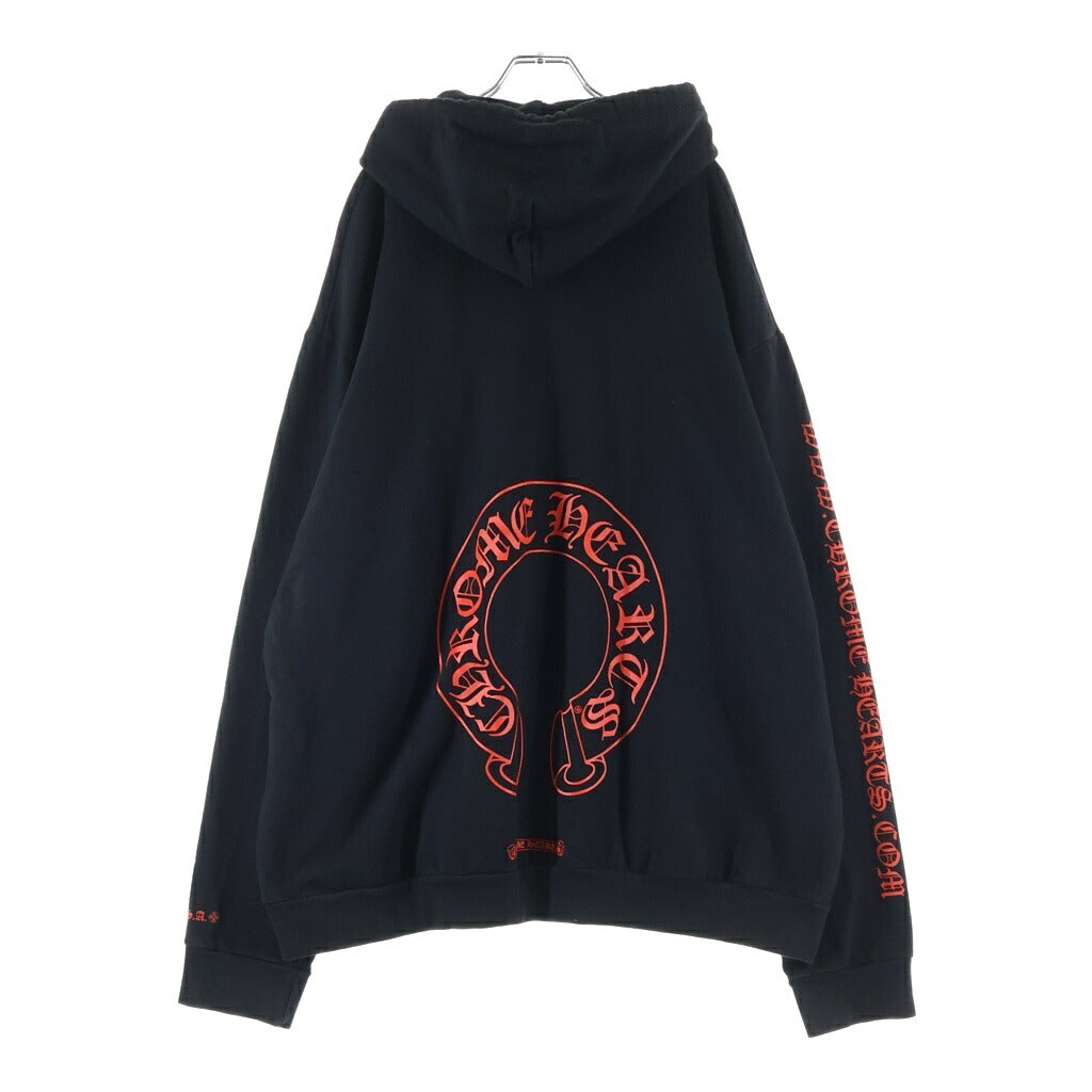 CHROME HEARTS(クロムハーツ) WWW.CHROMEHEARTS.COM HOODIE オンライン限定ホースシューバックプリント プルオーバーパーカー ブラック/レッド