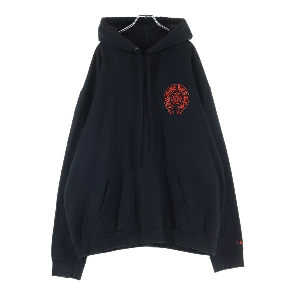 CHROME HEARTS(クロムハーツ) WWW.CHROMEHEARTS.COM HOODIE オンライン限定ホースシューバックプリント プルオーバーパーカー ブラック/レッド