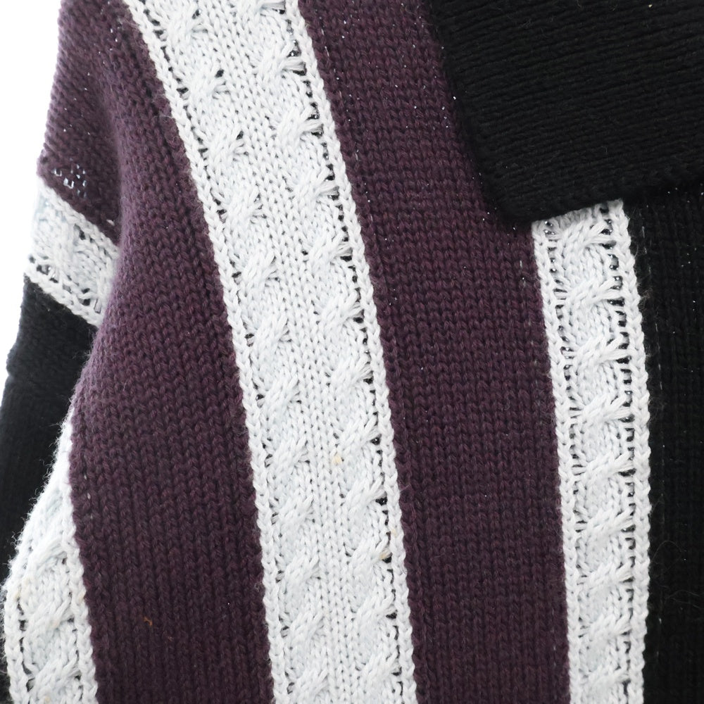 HUF(ハフ) CAMBRIDGE SWEATER ロゴ刺繍 ハーフボタン ケンブリッジ 長袖ニット ポロシャツ マルチ KN00524