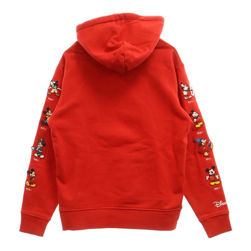 KITH(キス) ×Disney Mickey Sleeve Patches Hoodie アーム刺繍 ボックスロゴ フーデッド プルオーバーパーカー レッド KH2419