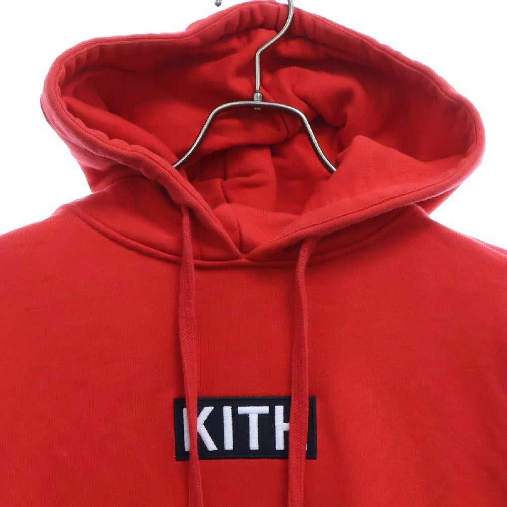 KITH(キス) ×Disney Mickey Sleeve Patches Hoodie アーム刺繍 ボックスロゴ フーデッド プルオーバーパーカー レッド KH2419