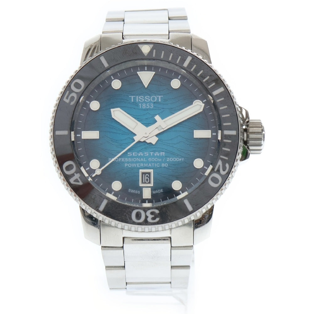 TISSOT(ティソ) DIVERS WATCH シースター 自動巻き アナログ ダイバーズウォッチ 時計 シルバー/ブルー T120607A