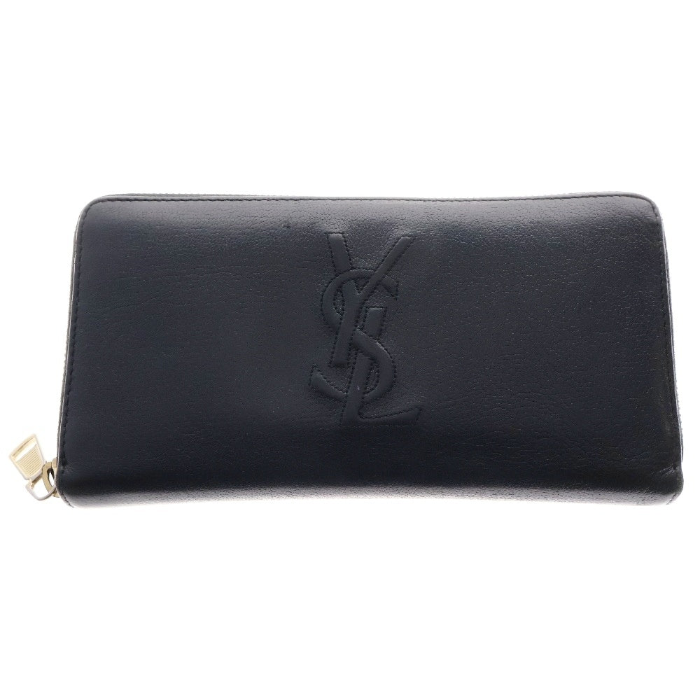 YVES SAINT LAURENT(イヴサンローラン) YSLロゴ レザーロングウォレット 長財布 ブラック/ゴールド