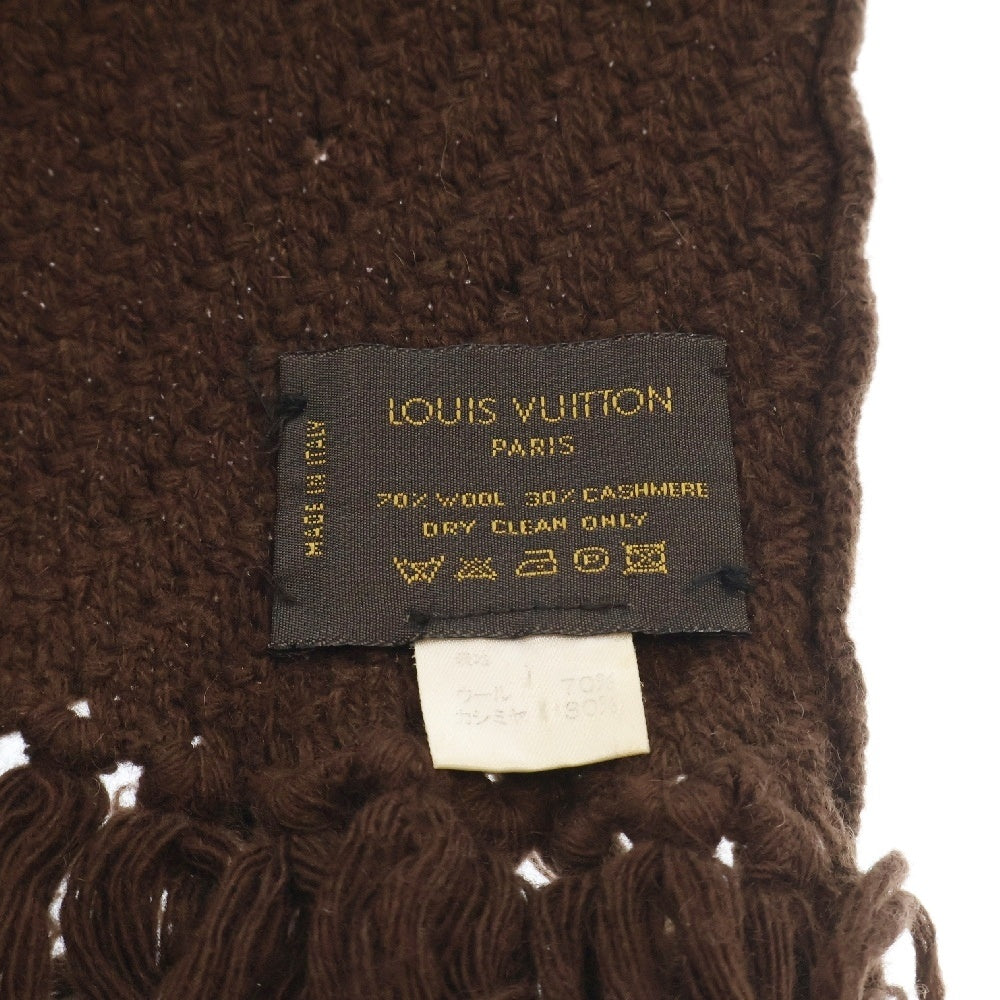 LOUIS VUITTON(ルイヴィトン) Vステッチ ウール カシミヤ マフラー ブラウン