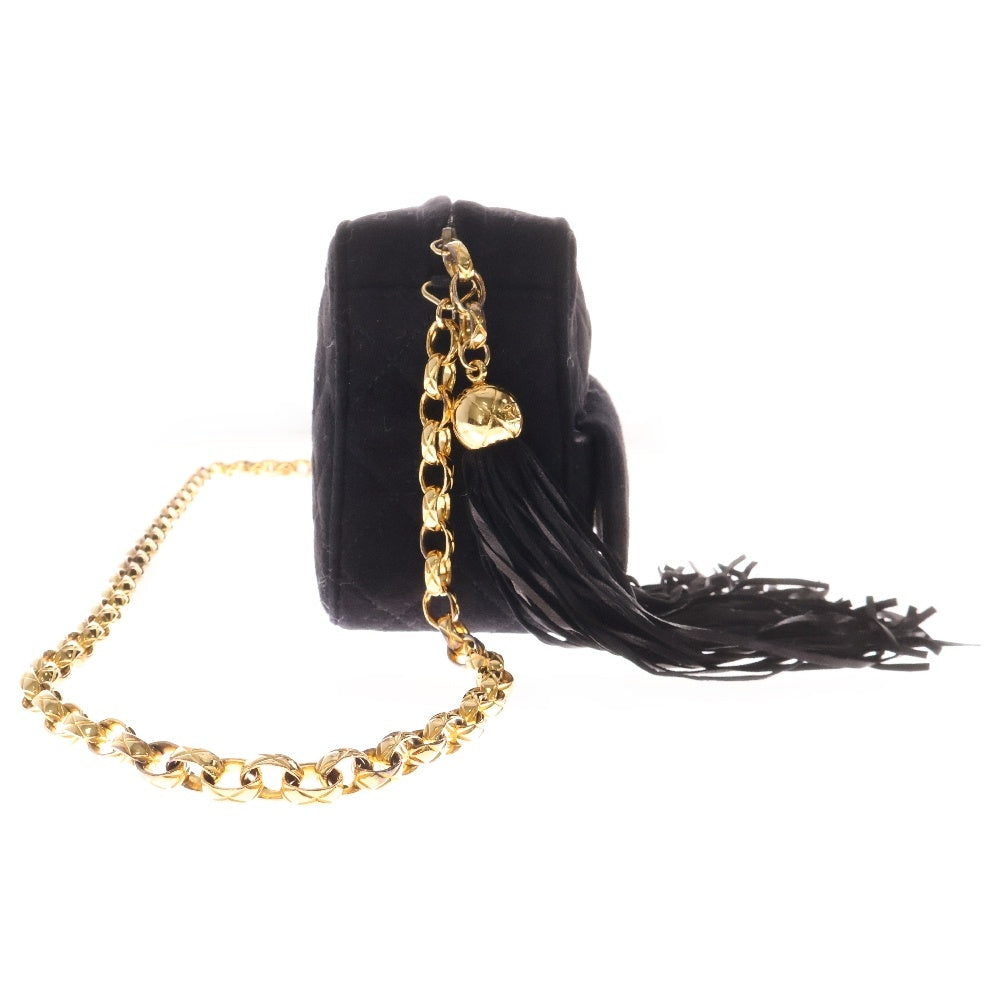 CHANEL(シャネル) マトラッセ ビジュー付き チェーンショルダーバッグ ココマーク スウェード ブラック 2番台