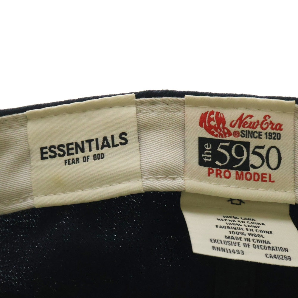 NEW ERA(ニューエラ) 59FIFTY ×FEAR OF GOD ESSENTIALS The Classic Collection フィアオブゴッド エッセンシャル ロゴ刺繍 ベースボールキャップ 帽子 ネイビー