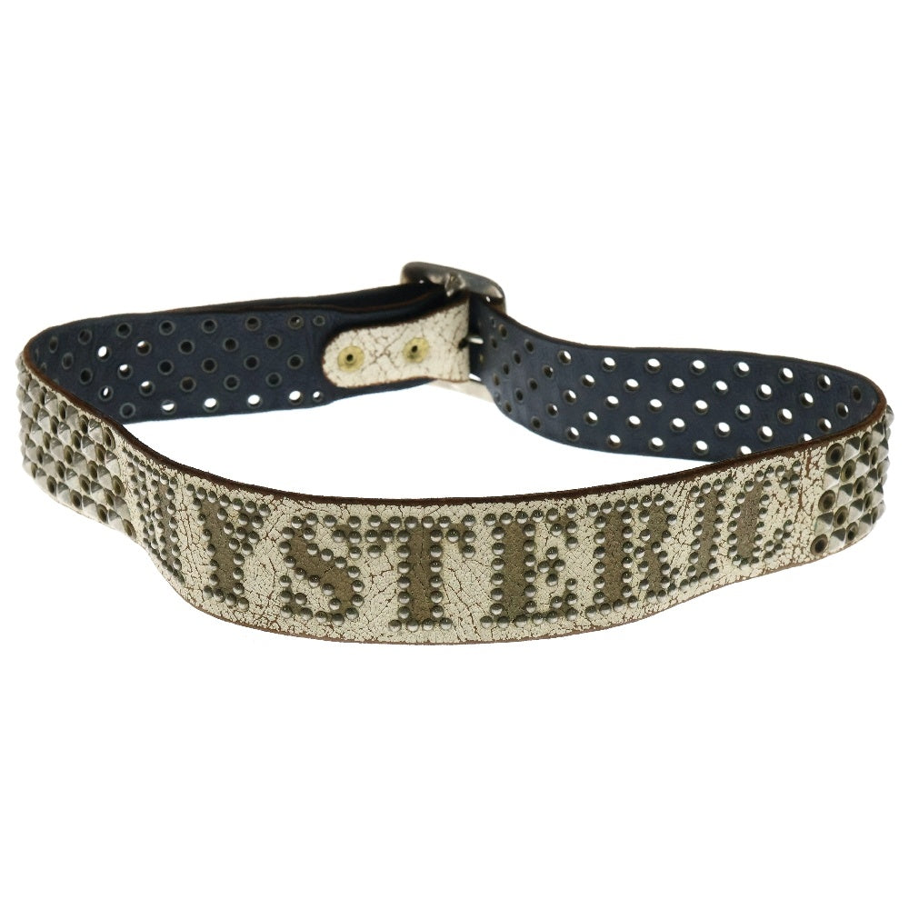 HYSTERIC GLAMOUR(ヒステリックグラマー) ×BALTAZAR スタッズ レザーベルト ホワイト/シルバー