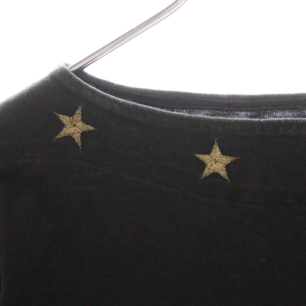 KAPITAL(キャピタル) STAR TEE 星刺繍 1ポケット コットン 半袖Tシャツ カットソー ブラック