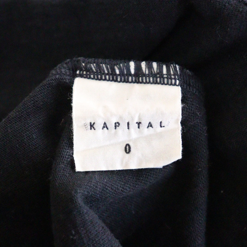 KAPITAL(キャピタル) STAR TEE 星刺繍 1ポケット コットン 半袖Tシャツ カットソー ブラック