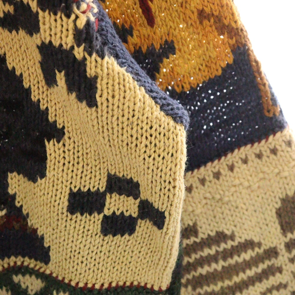 POLO RALPH LAUREN(ポロラルフローレン) 90S RL95 Patchwork Knit 両面パッチワーク柄 ケーブルニットセーター マルチ