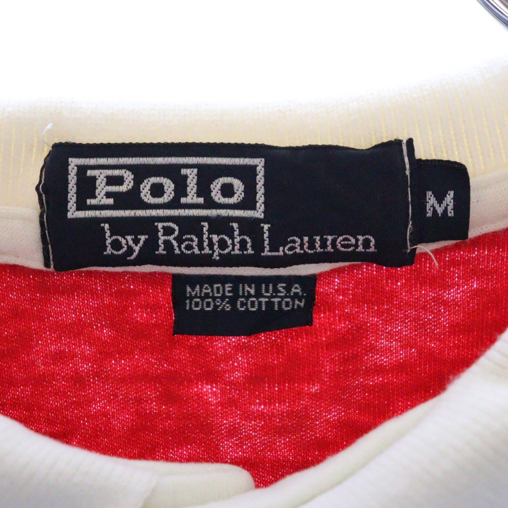POLO RALPH LAUREN(ポロラルフローレン) 1992 STADIUM POLO SHIRT オリジナル スタジアムコレクション 槍投げ ハーフボタン 半袖ポロシャツ ショートスリーブ ホワイト/レッド