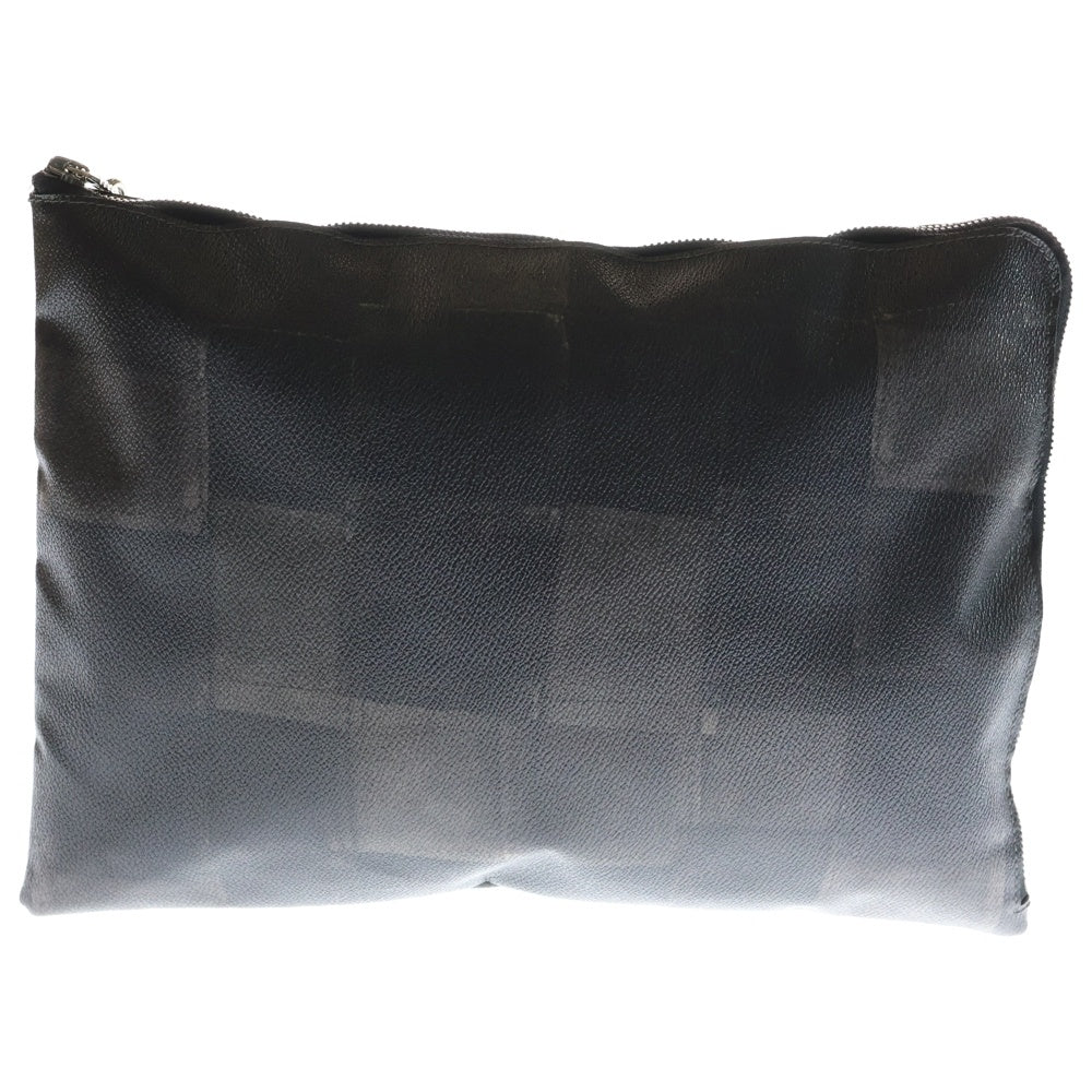 roar(ロアー) パッチワーク柄 クロスガンジップ レザー セカンド クラッチバッグ ブラック/ブラウン