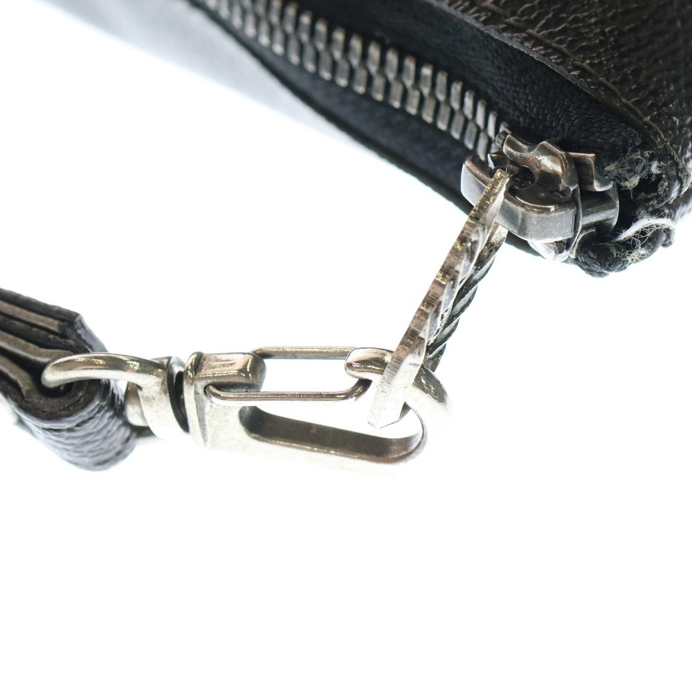 roar(ロアー) パッチワーク柄 クロスガンジップ レザー セカンド クラッチバッグ ブラック/ブラウン