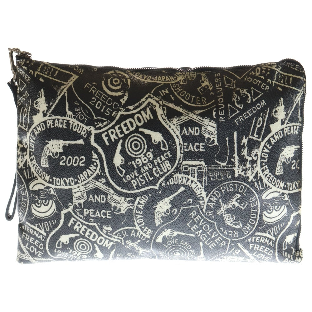 roar(ロアー) クロスガン総柄 レザー セカンド クラッチバッグ ブラック