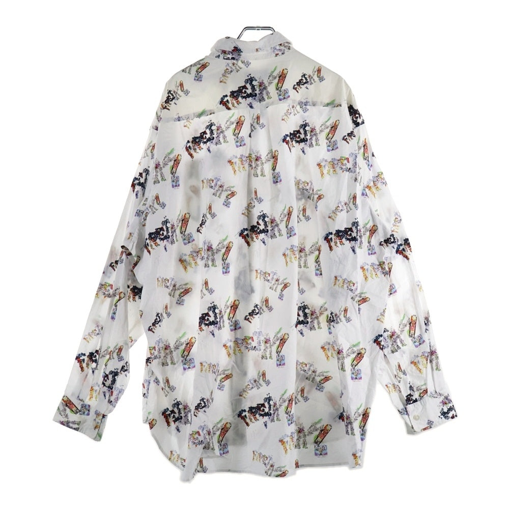 FACETASM(ファセッタズム) GRAPHIC BIG LONG SLEEVE SHIRT アートロゴ総柄 コットン 長袖シャツ ロングスリーブ ホワイト ABH-SH-M04