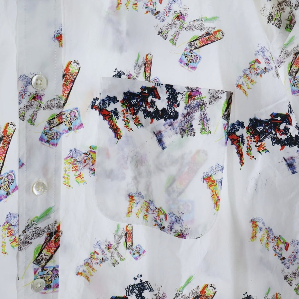 FACETASM(ファセッタズム) GRAPHIC BIG LONG SLEEVE SHIRT アートロゴ総柄 コットン 長袖シャツ ロングスリーブ ホワイト ABH-SH-M04