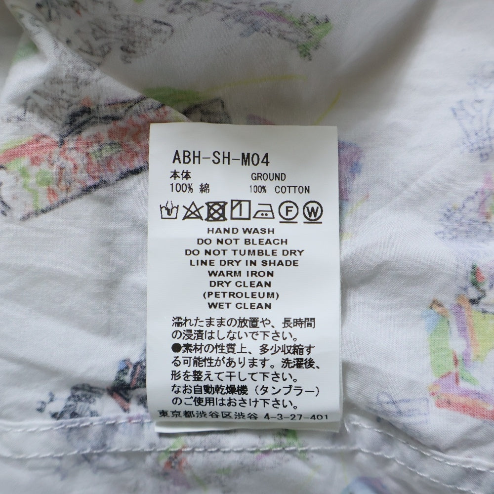 FACETASM(ファセッタズム) GRAPHIC BIG LONG SLEEVE SHIRT アートロゴ総柄 コットン 長袖シャツ ロングスリーブ ホワイト ABH-SH-M04