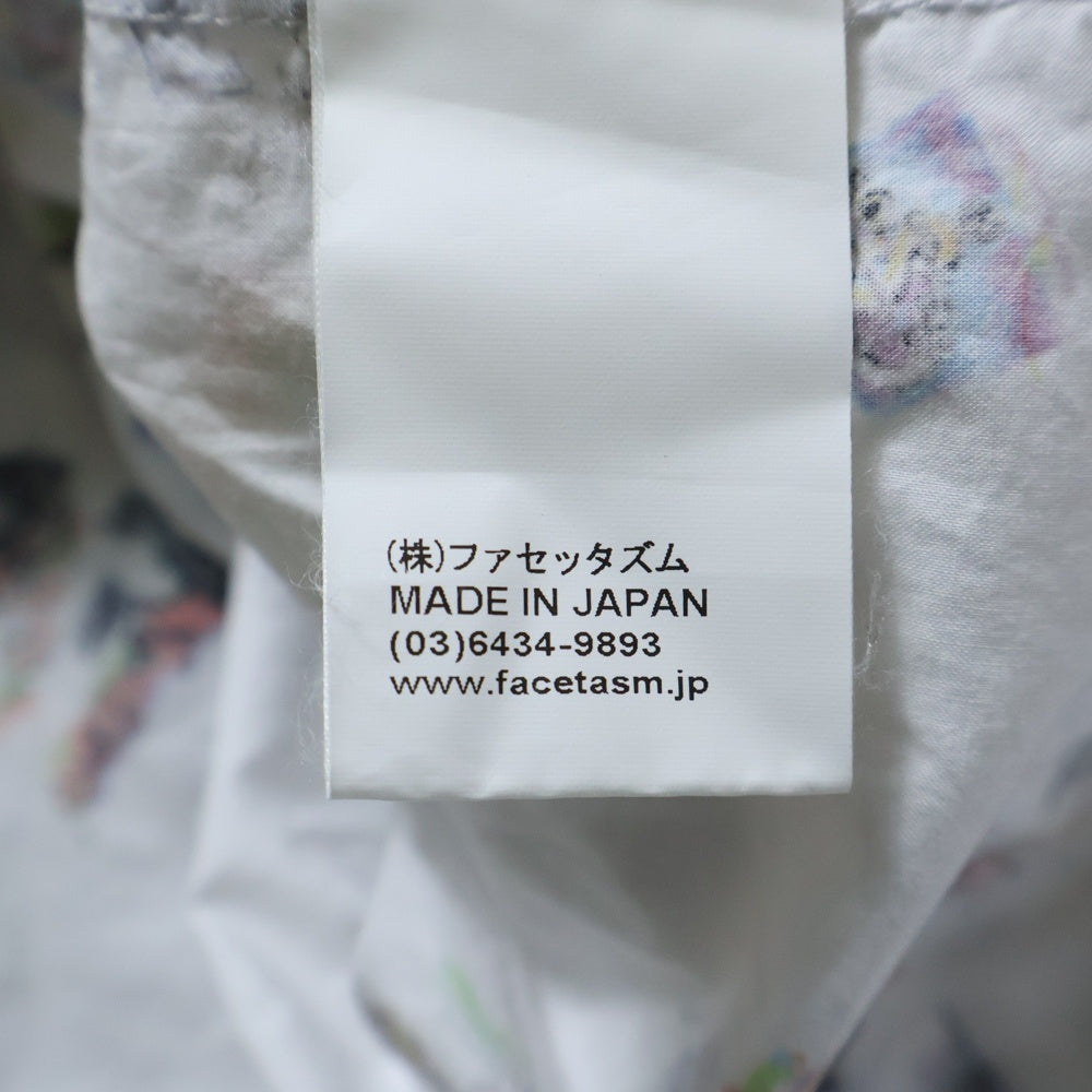 FACETASM(ファセッタズム) GRAPHIC BIG LONG SLEEVE SHIRT アートロゴ総柄 コットン 長袖シャツ ロングスリーブ ホワイト ABH-SH-M04