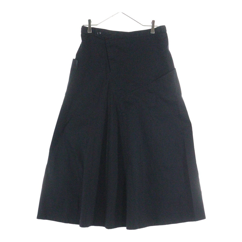 Y's(ワイズ) COTTON TWILL SKIRT WITH GUSSET ジップフライ コットン ロングスカート ブラック YT-S80-002 レディース