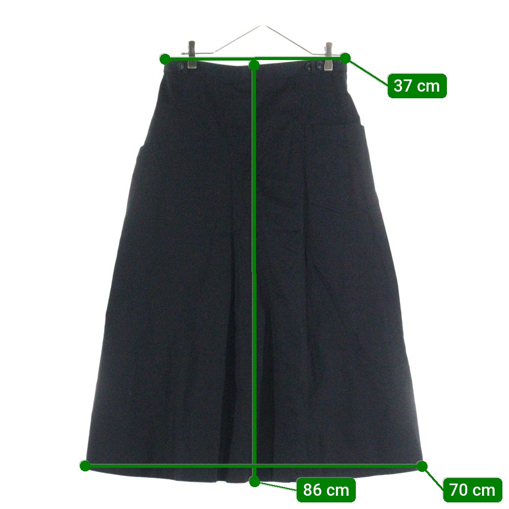 Y's(ワイズ) COTTON TWILL SKIRT WITH GUSSET ジップフライ コットン ロングスカート ブラック YT-S80-002 レディース