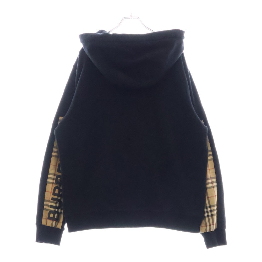BURBERRY(バーバリー) ティッシ期 ヴィンテージチェックパネル オーバーサイズ スウェットジップアップパーカー ブラック 8024543