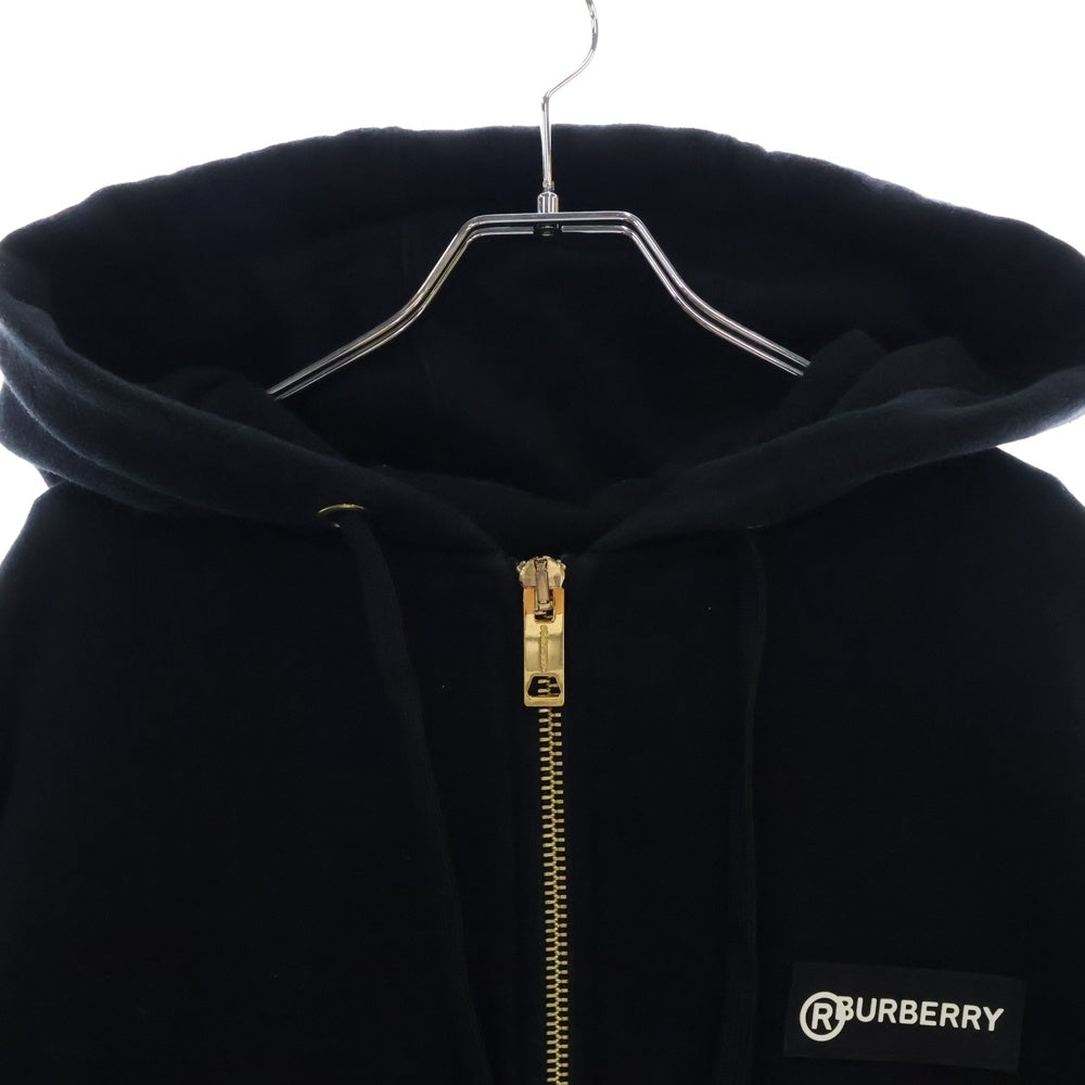 BURBERRY(バーバリー) ティッシ期 ヴィンテージチェックパネル オーバーサイズ スウェットジップアップパーカー ブラック 8024543