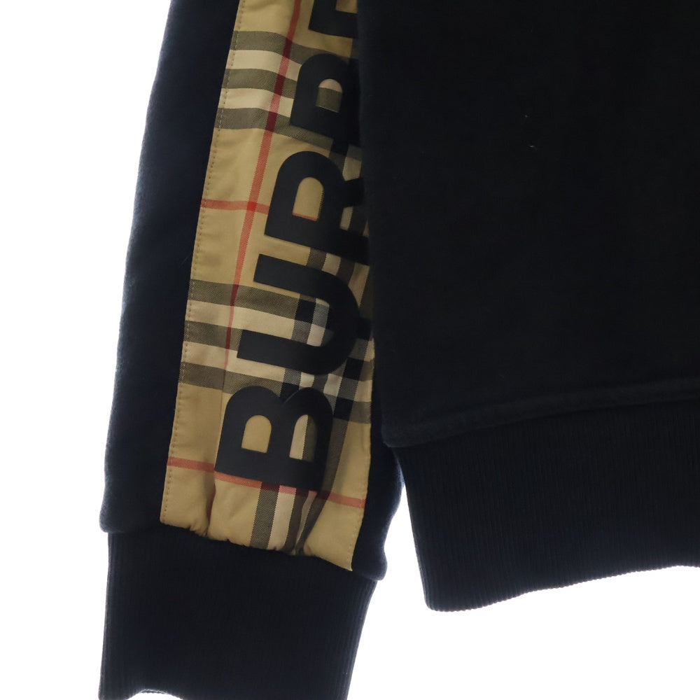 BURBERRY(バーバリー) ティッシ期 ヴィンテージチェックパネル オーバーサイズ スウェットジップアップパーカー ブラック 8024543