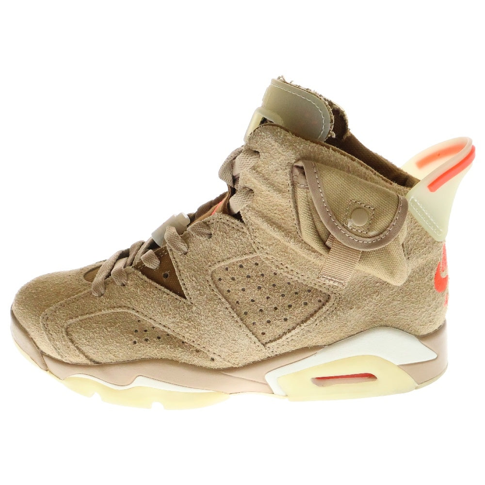 NIKE(ナイキ) ×TRAVIS SCOTT AIR JORDAN 6 RETRO SP BRITISH KAHKI トラヴィススコット エアジョーダン6 ハイカットスニーカー ベージュ US7/25cm DH0690-200