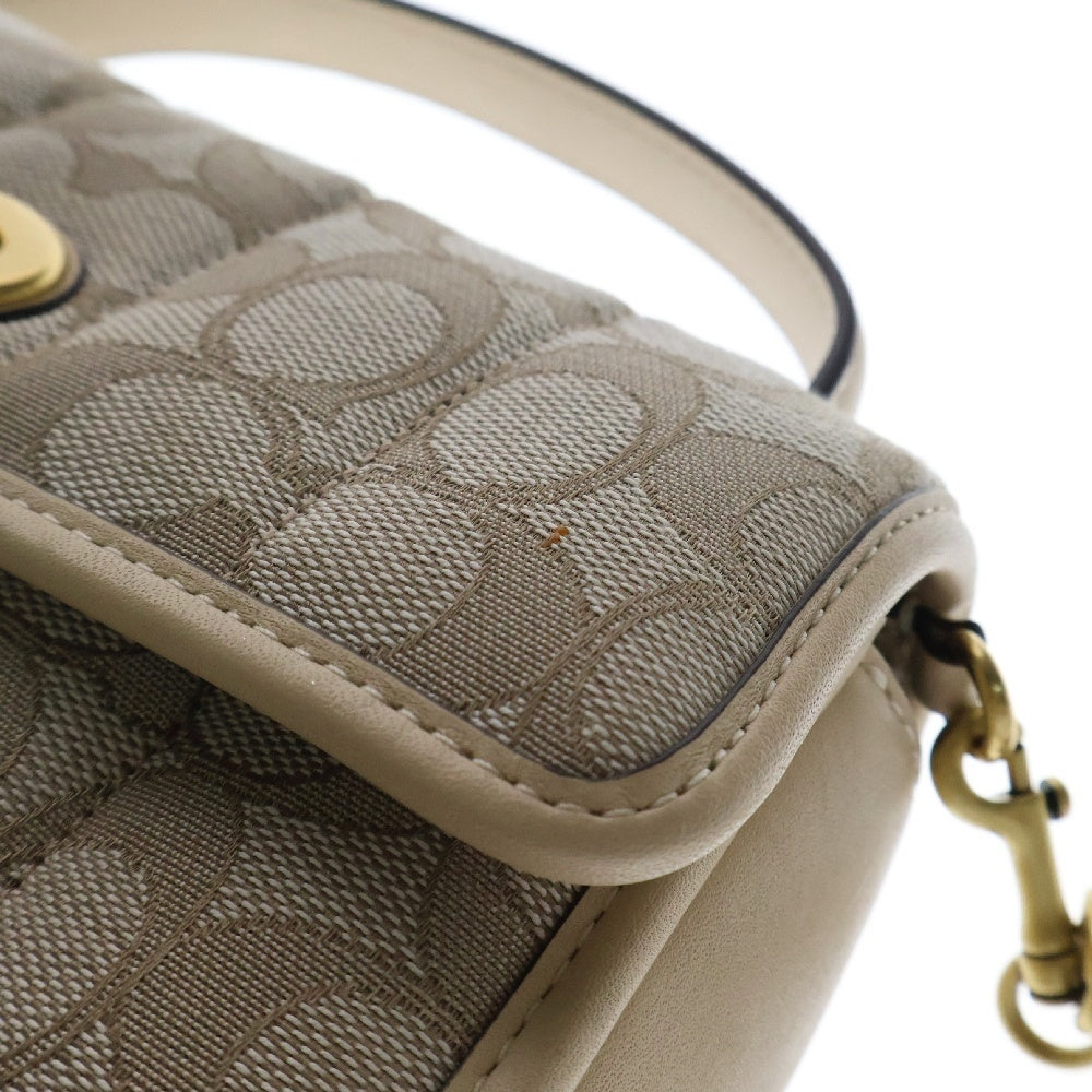 COACH(コーチ) ターンロック クラッチ20 シグネチャー 2way Hand Bag ハンドバッグ ベージュ C5279