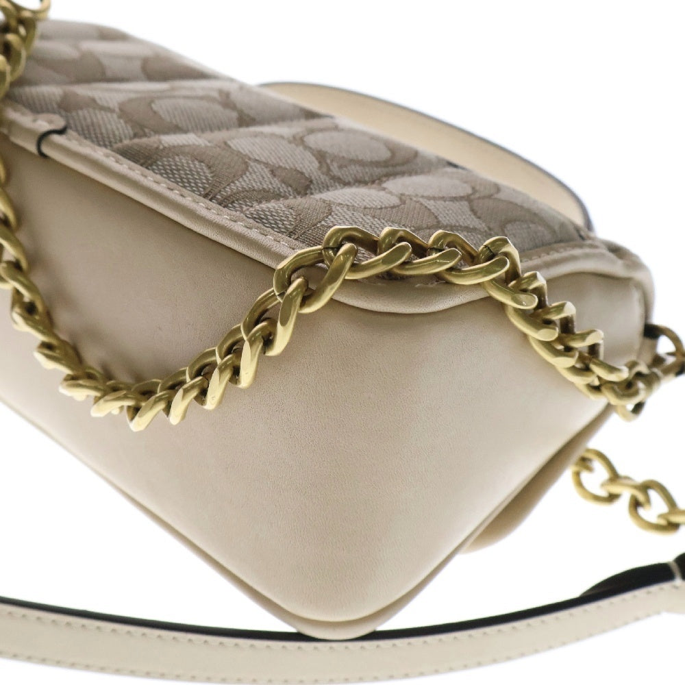 COACH(コーチ) ターンロック クラッチ20 シグネチャー 2way Hand Bag ハンドバッグ ベージュ C5279