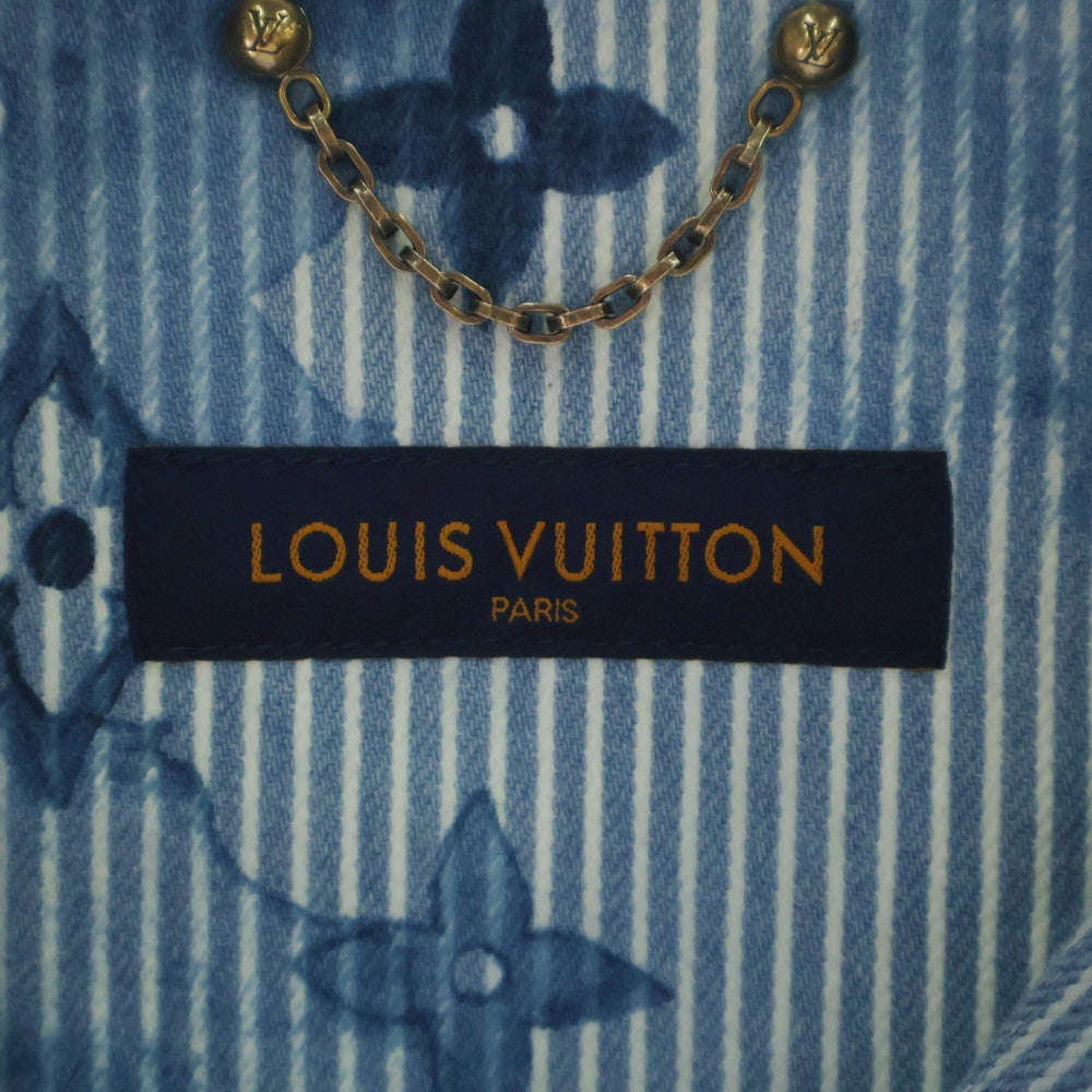 LOUIS VUITTON(ルイヴィトン) 21SS Stripe Monogram Oversized Denim Shirts Jacket ストライプ モノグラム オーバーサイズ デニム 長袖シャツ ジャケット インディゴ RM211V BX7 HLS05W