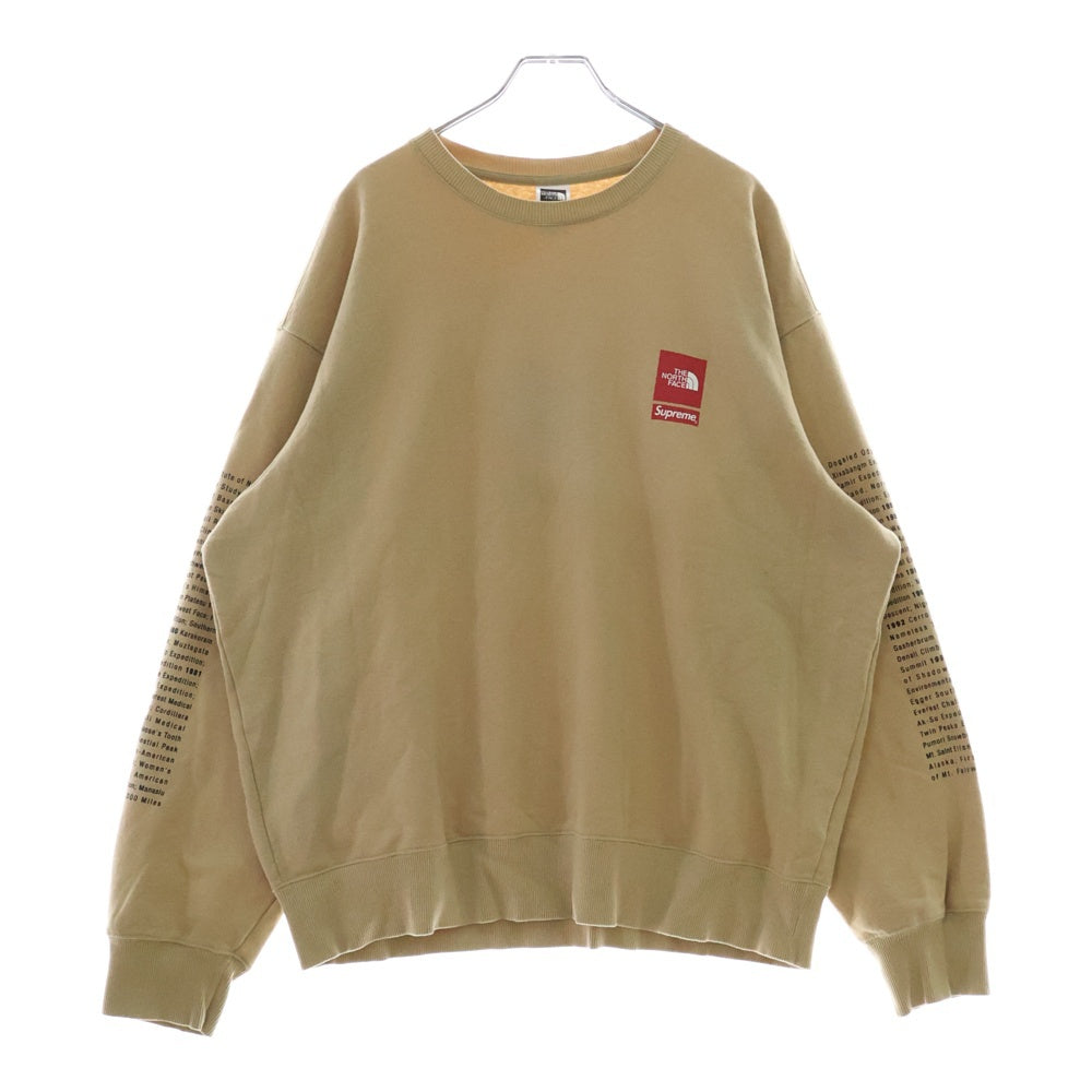 SUPREME(シュプリーム) 24SS ×THE NORTH FACE TNF Crewneck ザノースフェイス ロゴプリント クルーネックスウェットトレーナー ベージュ NT02411I