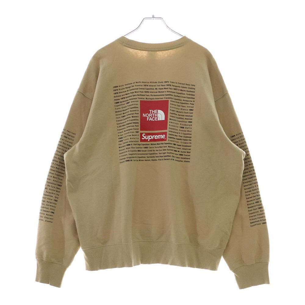 SUPREME(シュプリーム) 24SS ×THE NORTH FACE TNF Crewneck ザノースフェイス ロゴプリント クルーネックスウェットトレーナー ベージュ NT02411I