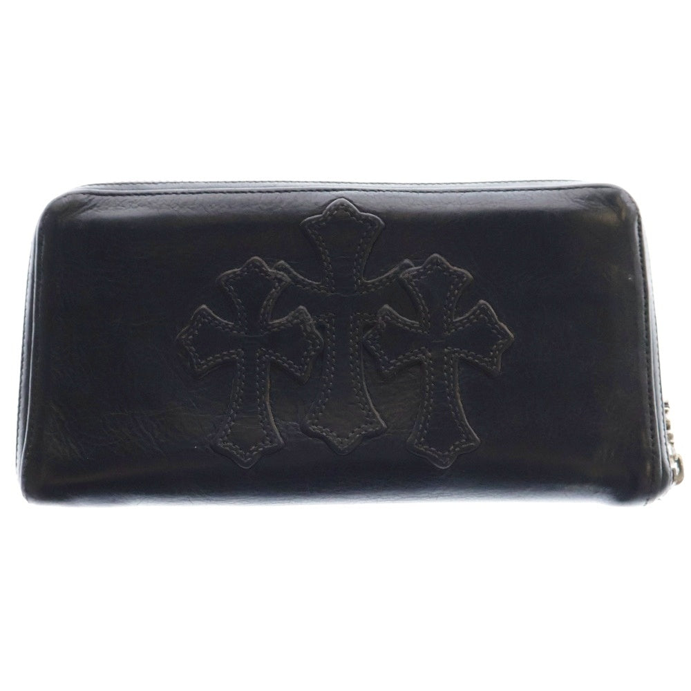CHROME HEARTS(クロムハーツ) REC F ZIP 3クロス ラウンドジップレザーウォレット 財布 ブラック BCA368